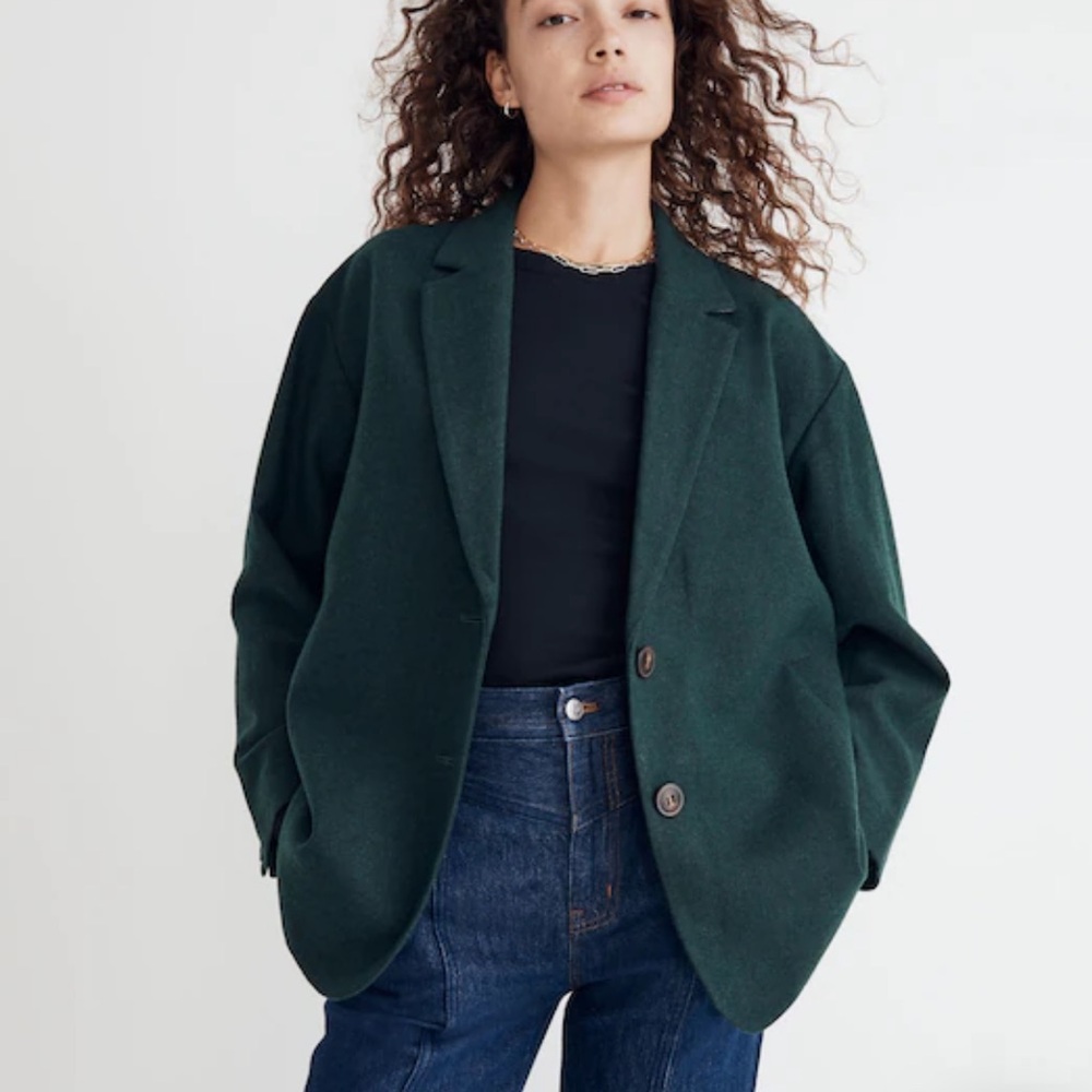 The Brushed Oversized Dorset Blazer in Heather Dark Palm Melange - Picture 2 of 15